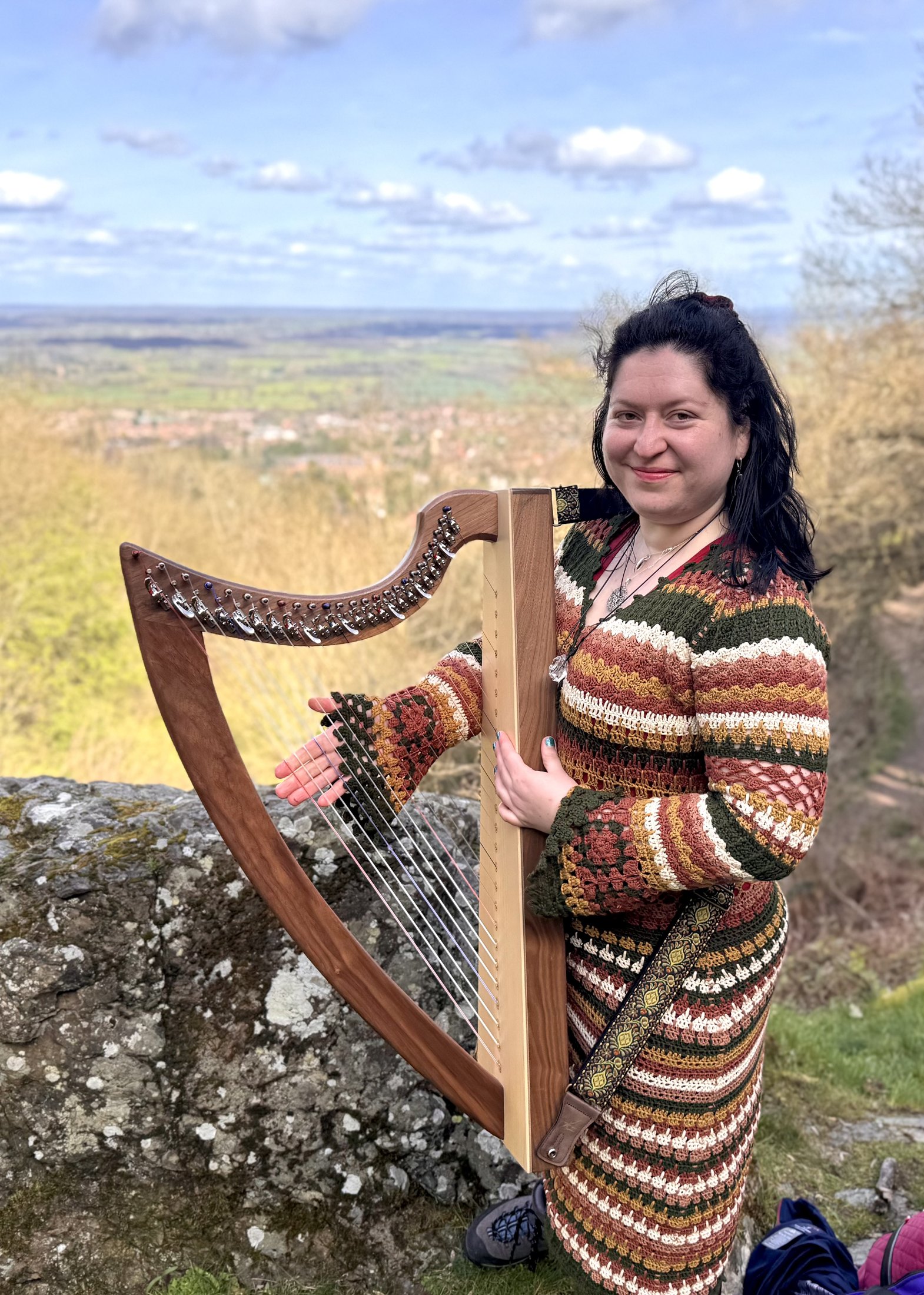 Maria Trotter with her harp