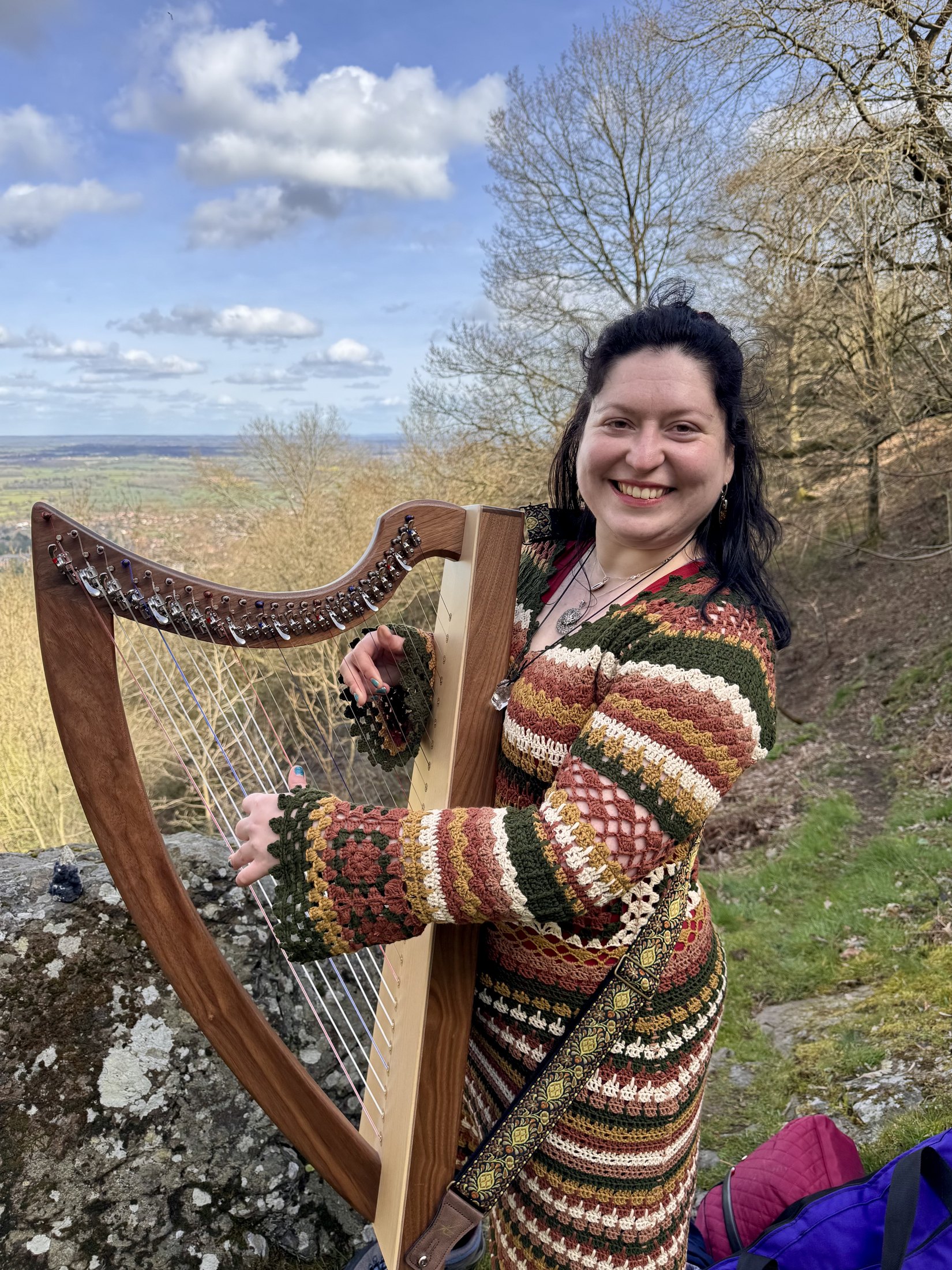Maria Trotter with her harp