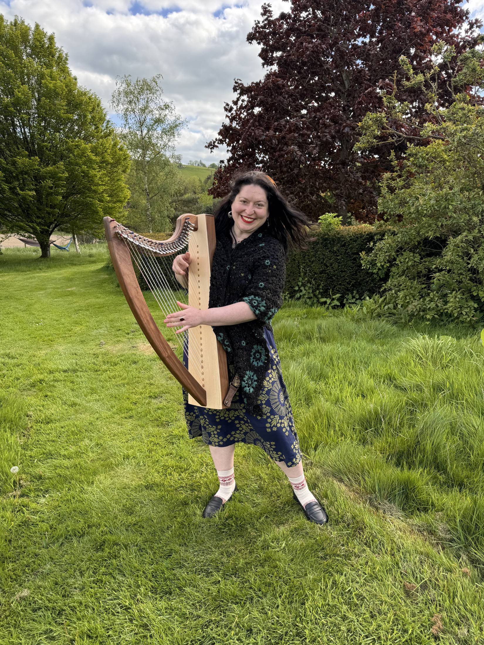 Maria Trotter with her harp