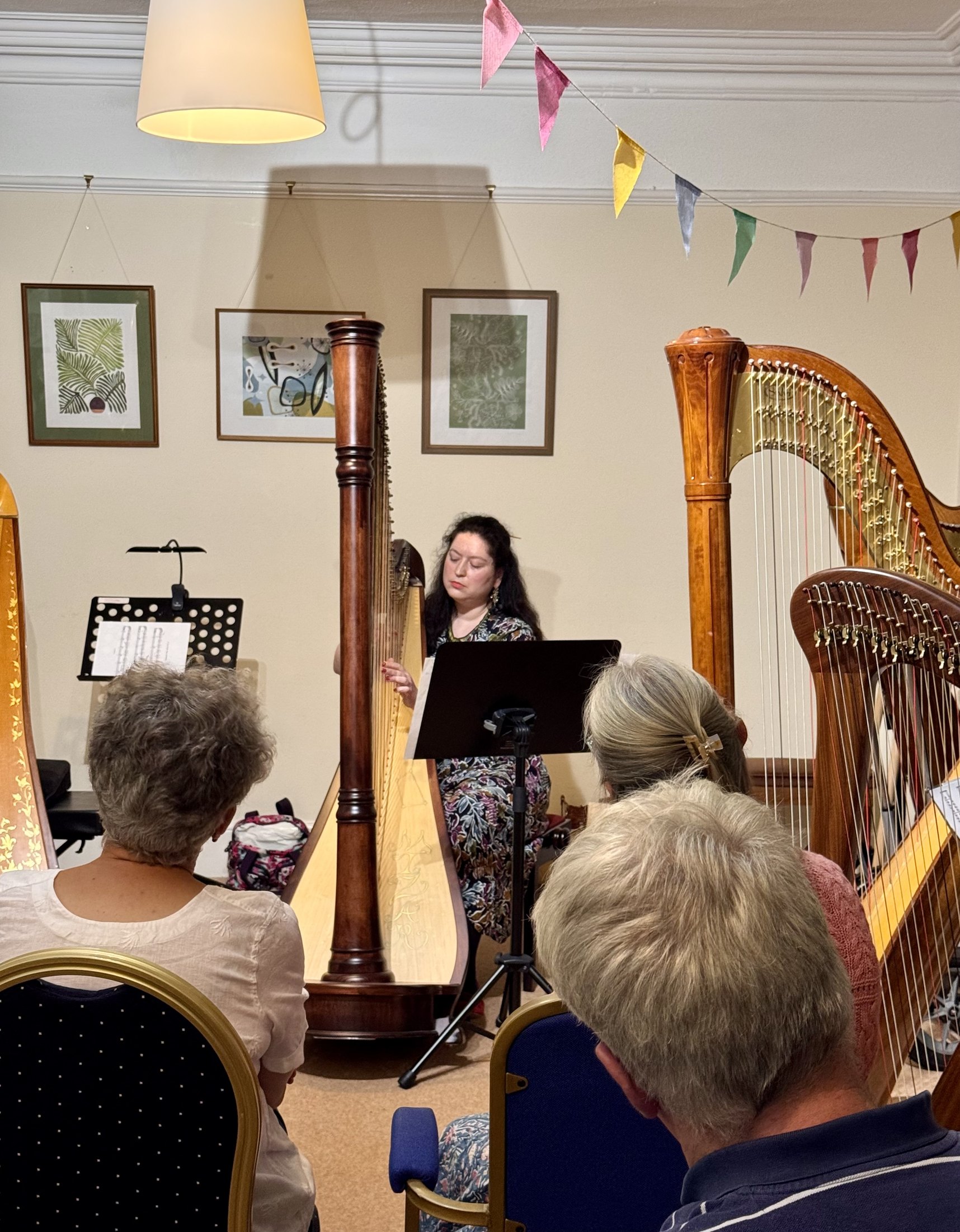 Maria Trotter with her harp